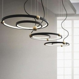 Cirkelvormige hanglamp zwart 2 ringen