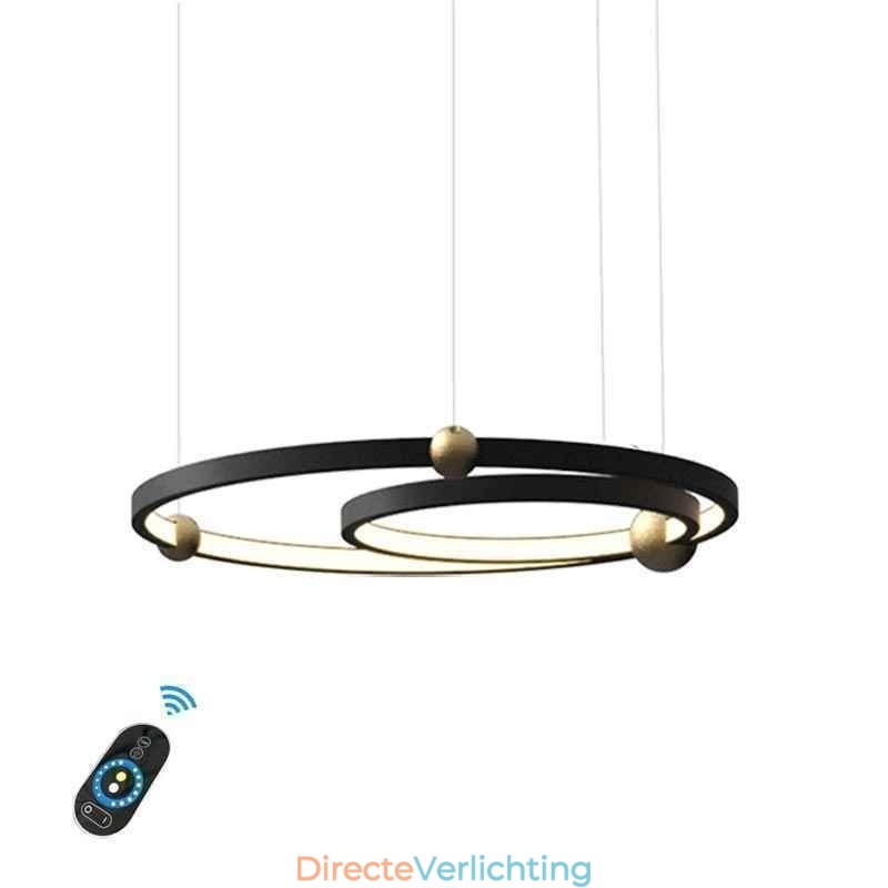 Cirkelvormige hanglamp zwart 2 ringen