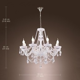 Kroonluchter Wit Kristal Modern Living 8 Lampen