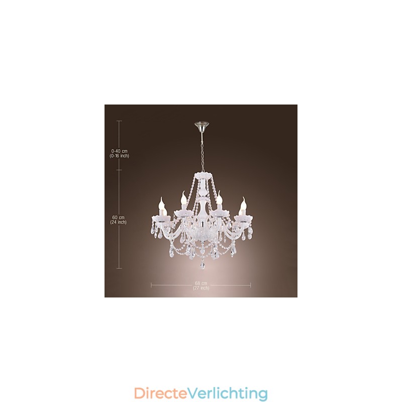 Kroonluchter Wit Kristal Modern Living 8 Lampen