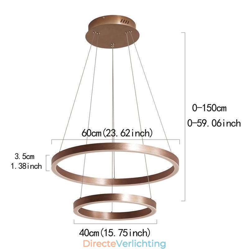 Hanglamp Tekenen Craft 2 Ringen Lamp 60+40cm