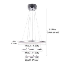 Moderne hanglamp acryl 3 ringen lamp 40+30+20cm