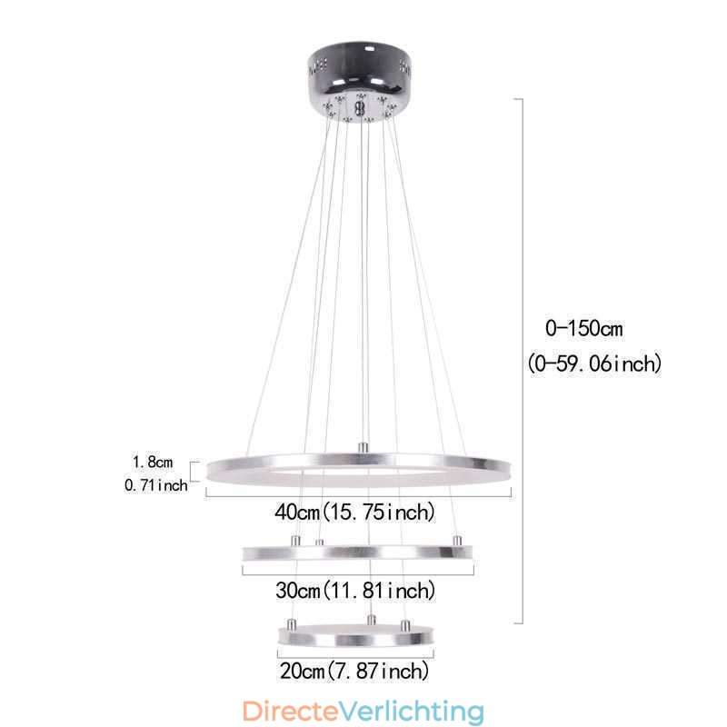 Moderne hanglamp acryl 3 ringen lamp 40+30+20cm
