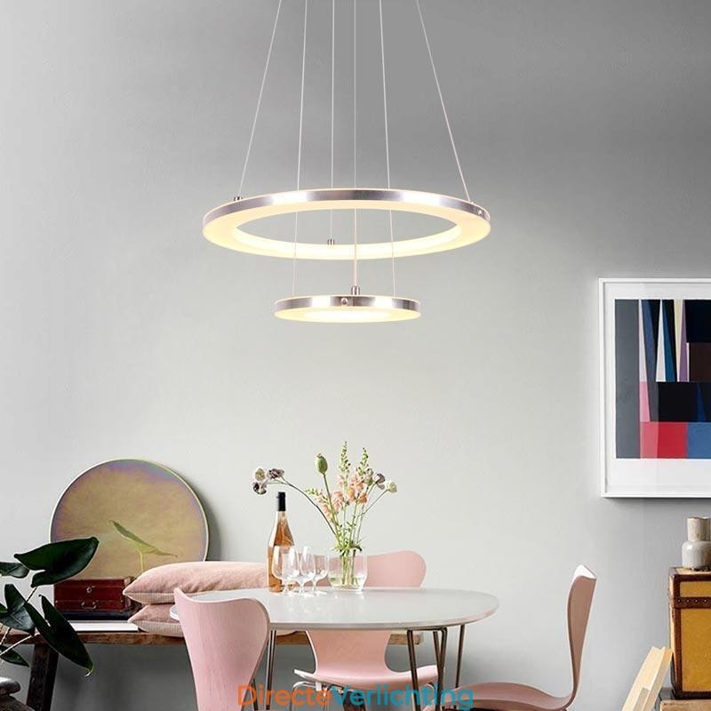 Moderne hanglamp acryl 2 ringen lamp 40+20cm