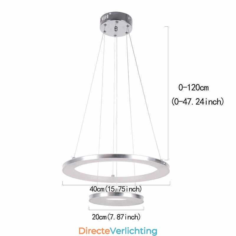 Moderne hanglamp acryl 2 ringen lamp 40+20cm