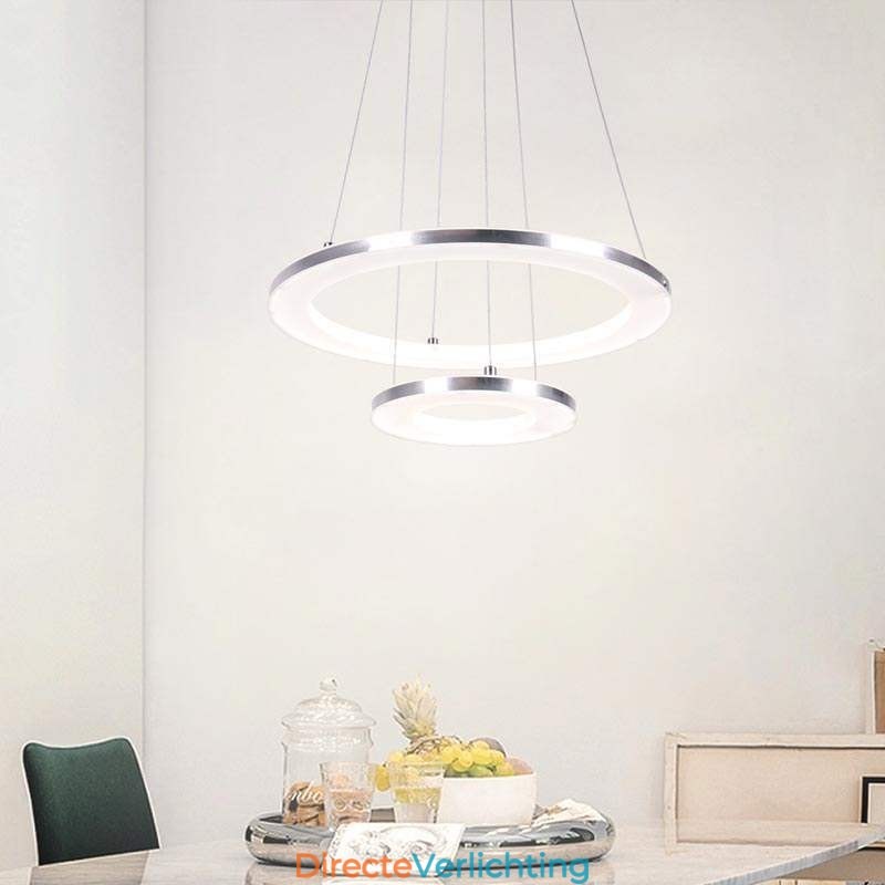Moderne hanglamp acryl 2 ringen lamp 40+20cm