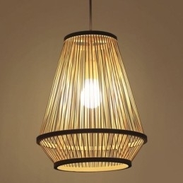 Hanglamp van bamboe, geweven bed