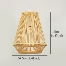 Hanglamp van bamboe, geweven bed