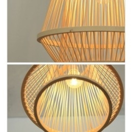 Hanglamp van bamboe, geweven bed