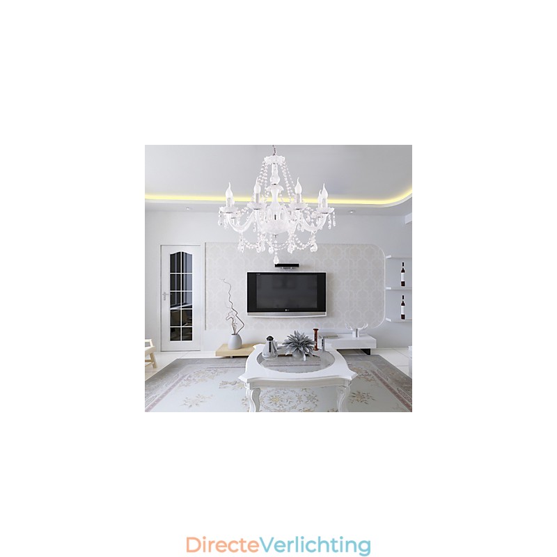 Kroonluchter Wit Kristal Modern Living 8 Lampen