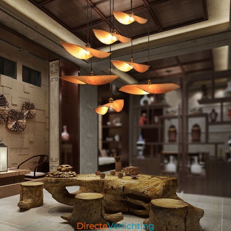 Creatieve blad hanglamp moderne bamboe hanglamp tearoom verlichting