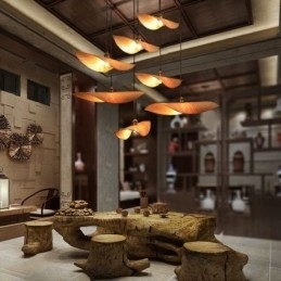 Creatieve blad hanglamp moderne bamboe hanglamp tearoom verlichting