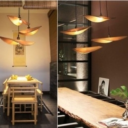 Creatieve blad hanglamp moderne bamboe hanglamp tearoom verlichting