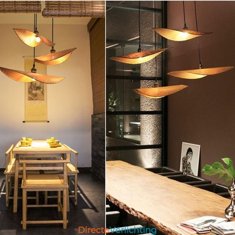 Creatieve blad hanglamp moderne bamboe hanglamp tearoom verlichting