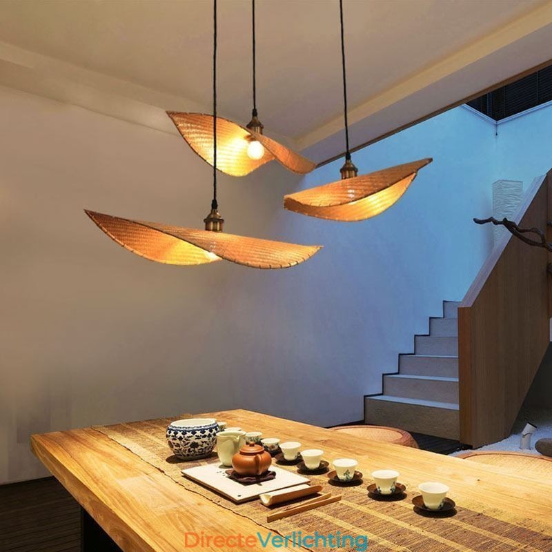 Creatieve blad hanglamp moderne bamboe hanglamp tearoom verlichting