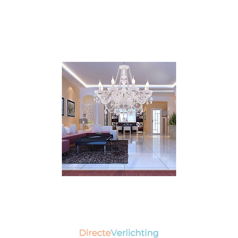 Kroonluchter Wit Kristal Modern Living 8 Lampen