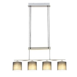 Moderne hanglamp met 4 lampen en stoffen kap, in hoogte verstelbaar
