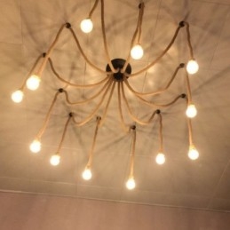 Retro Stijl 6 10 Hoofden Hanglamp Hennep Touw Kroonluchter Vintage Plafondlamp