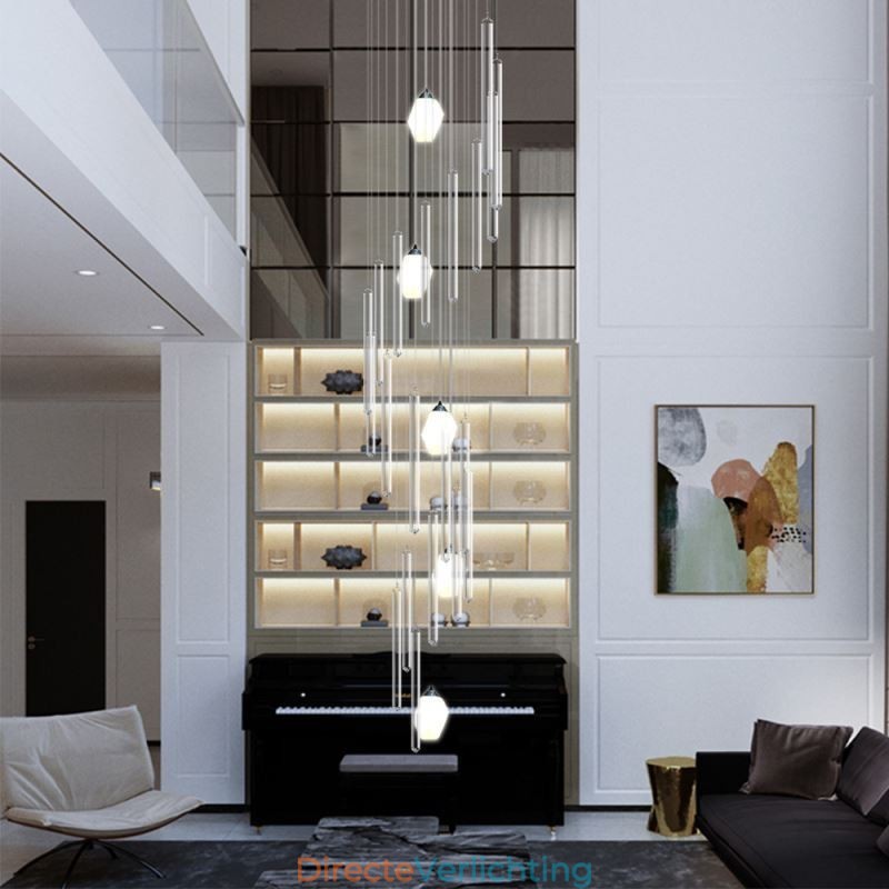 Cluster Hanglamp Moderne Grote Hangende Kristallen Kroonluchter Duplex Trap