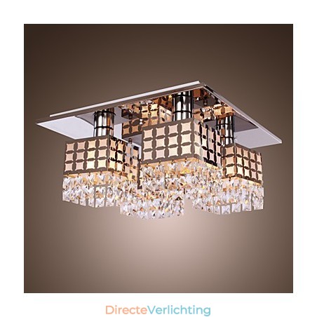 Kroonluchter Modern Kristal Roestvrij Staal Woonkamer 4 Lampen Kroonluchter Modern Kristal Roestvrij Staal Woonkamer 4 Lampen
