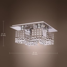 Kroonluchter Modern Kristal Roestvrij Staal Woonkamer 4 Lampen