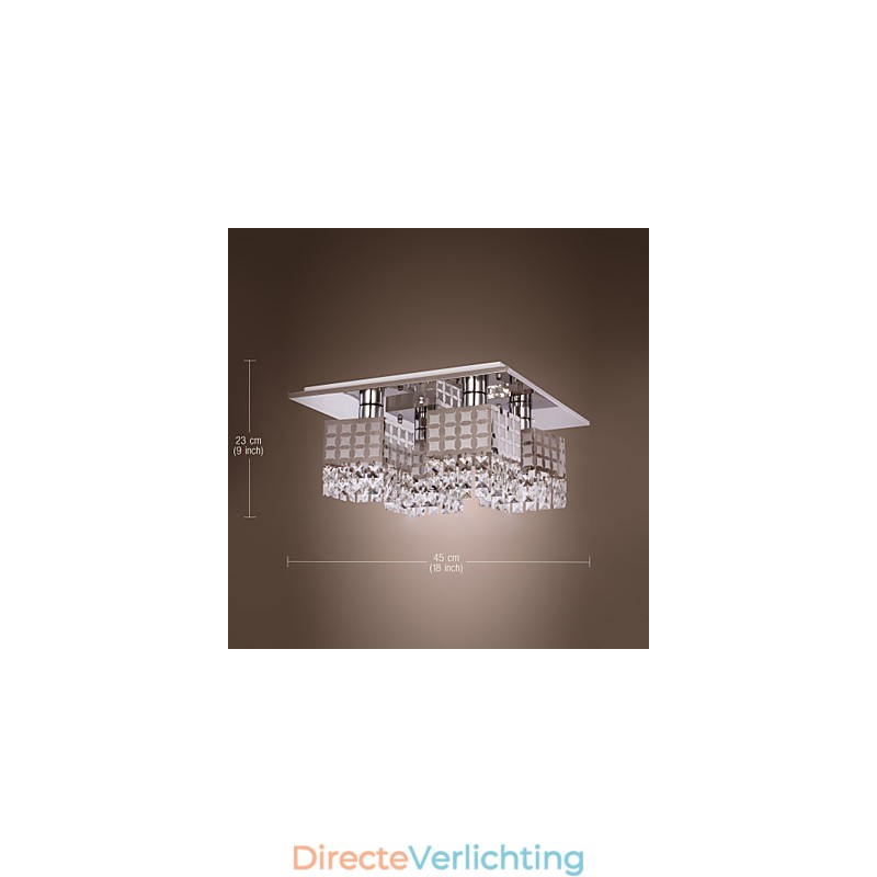 Kroonluchter Modern Kristal Roestvrij Staal Woonkamer 4 Lampen