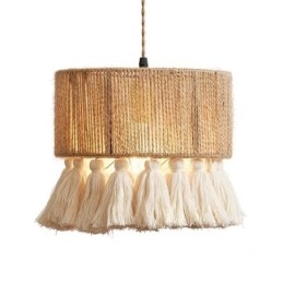 Henneptouw Hanglamp Retro Decoratie Plafondlamp Kwast Lampenkap
