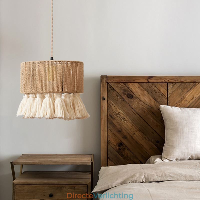 Henneptouw Hanglamp Retro Decoratie Plafondlamp Kwast Lampenkap