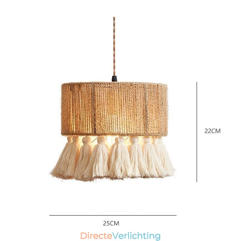 Henneptouw Hanglamp Retro Decoratie Plafondlamp Kwast Lampenkap