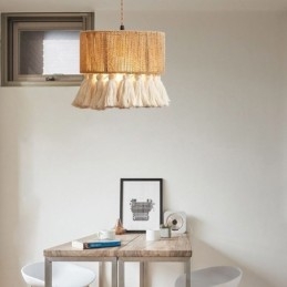 Henneptouw Hanglamp Retro Decoratie Plafondlamp Kwast Lampenkap