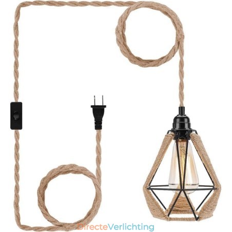 Retro hanglamp henneptouw plafondlamp 5M ophangdraad Retro hanglamp henneptouw plafondlamp 5M ophangdraad