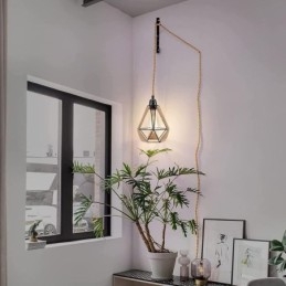 Retro hanglamp henneptouw plafondlamp 5M ophangdraad
