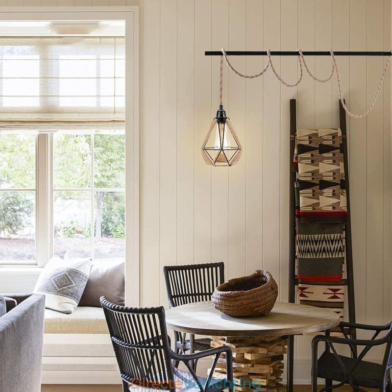 Retro hanglamp henneptouw plafondlamp 5M ophangdraad