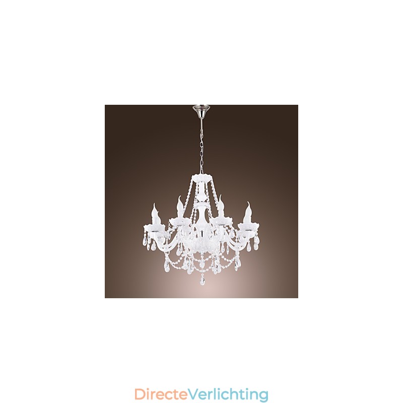 Kroonluchter Wit Kristal Modern Living 8 Lampen