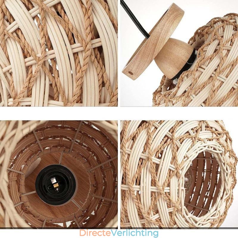 Houten kleur pompoen inbouw papieren touw rotan geweven lampenkap