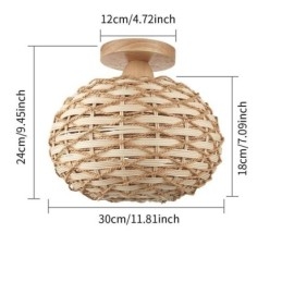 Houten kleur pompoen inbouw papieren touw rotan geweven lampenkap