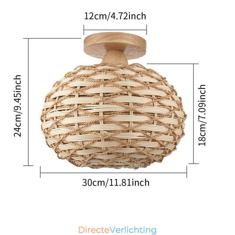 Houten kleur pompoen inbouw papieren touw rotan geweven lampenkap