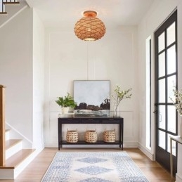 Houten kleur pompoen inbouw papieren touw rotan geweven lampenkap