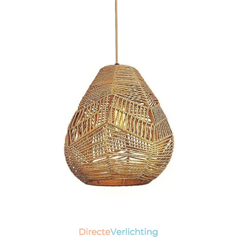 Nordic Retro Plafondlamp Natuurlijk Papier Touw Handgeweven Lampenkap