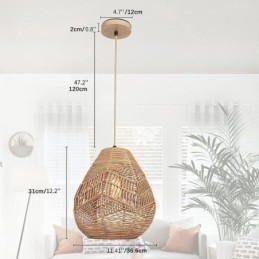 Nordic Retro Plafondlamp Natuurlijk Papier Touw Handgeweven Lampenkap