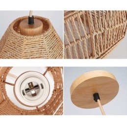Nordic Retro Plafondlamp Natuurlijk Papier Touw Handgeweven Lampenkap