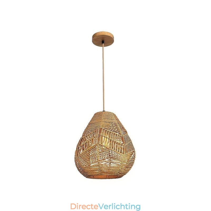Nordic Retro Plafondlamp Natuurlijk Papier Touw Handgeweven Lampenkap