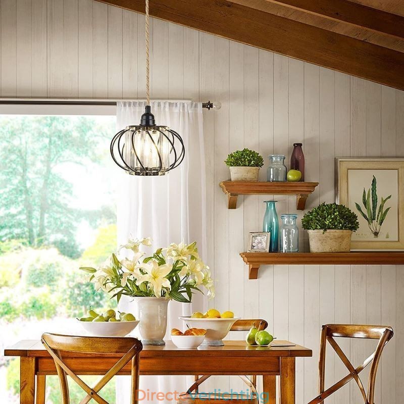 Retro Country Plafondlamp Henneptouw IJzeren Nachtkastje Hanglamp Met Stekker
