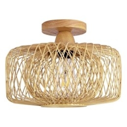 Retro dubbellaags plafondlamp handgeweven bamboe lampenkap plafondlamp