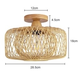 Retro dubbellaags plafondlamp handgeweven bamboe lampenkap plafondlamp