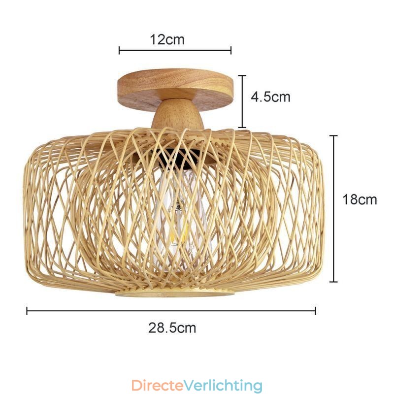Retro dubbellaags plafondlamp handgeweven bamboe lampenkap plafondlamp