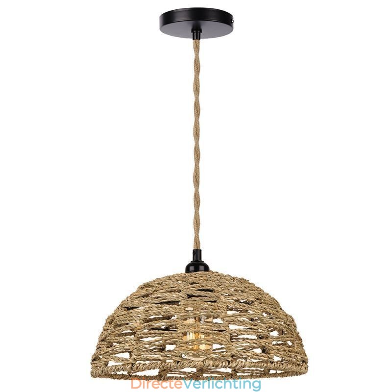 Landelijke Retro Hanglamp Handgeweven Papieren Touw Lampenkap 30cm