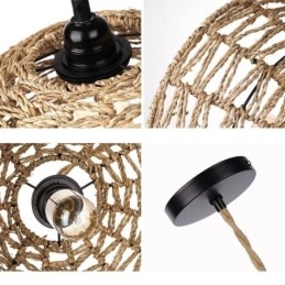 Landelijke Retro Hanglamp Handgeweven Papieren Touw Lampenkap 30cm