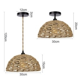 Landelijke Retro Hanglamp Handgeweven Papieren Touw Lampenkap 30cm