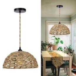 Landelijke Retro Hanglamp Handgeweven Papieren Touw Lampenkap 30cm